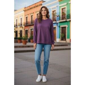 32 Degrees HEAT Women's Fleece Crew Neck Pullover XL, Heather Purple